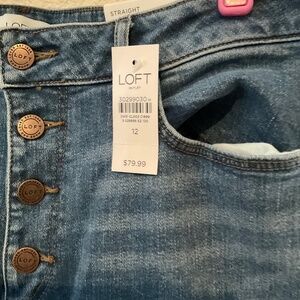 BNWT LOFT Button Fly Curvy Straight Leg Denim Jeans Size 12